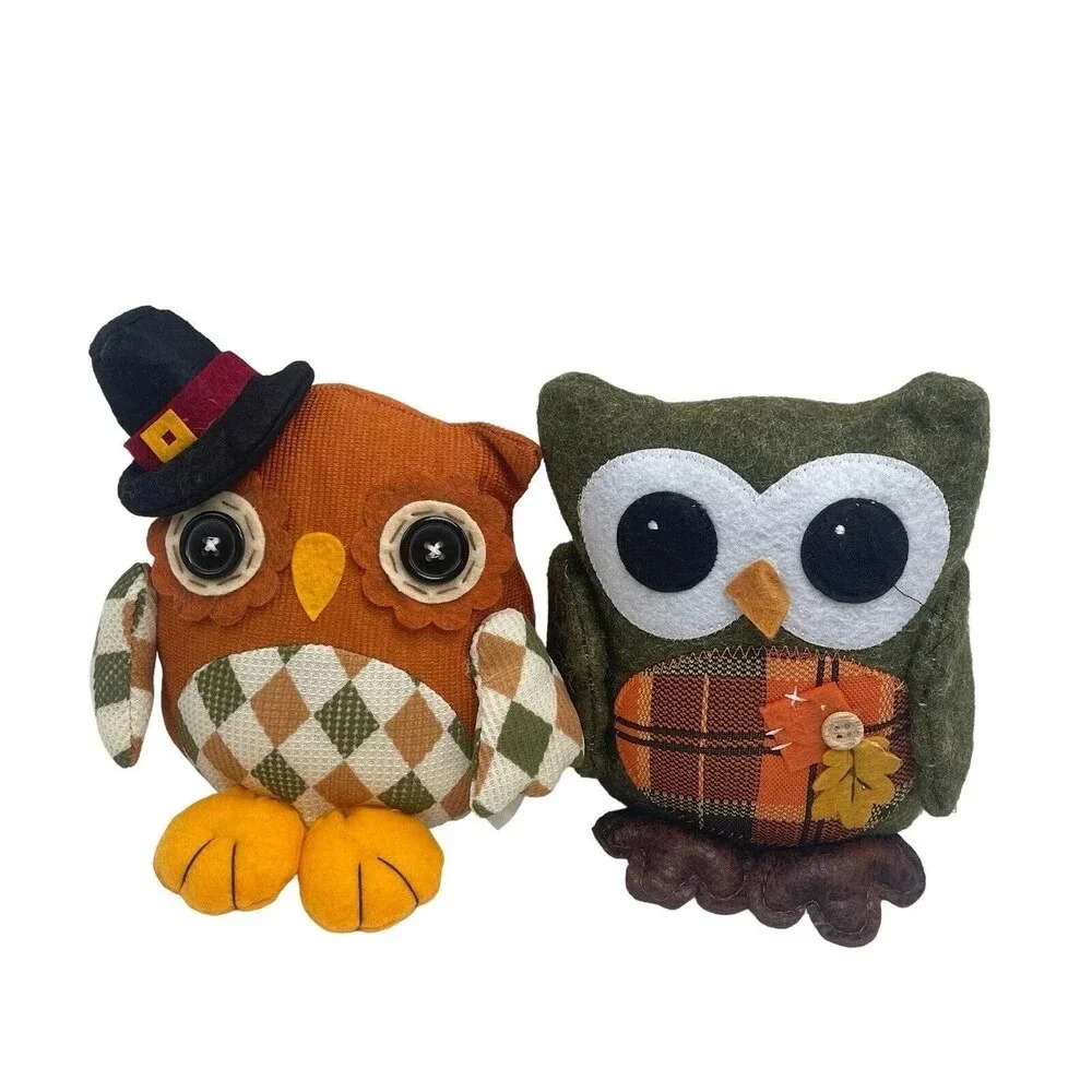 Owl 2 Handcrafed Plush Stuffed Animal 9”